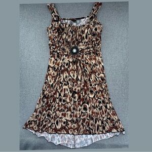 En Focus A-Line Dress Sleeveless Pullover Size10 Beaded Waist Detail Square Neck